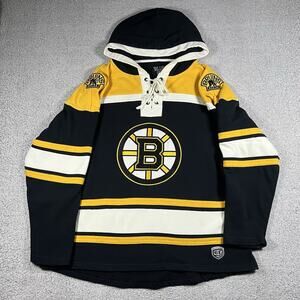 Boston Bruins Hoodie Mens XL Old Time Hockey Pullover Lace NHL Jersey